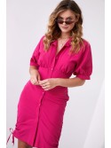 Shirt dress with ruffles on the sides, fuchsia FG649 - Online store - Boutique